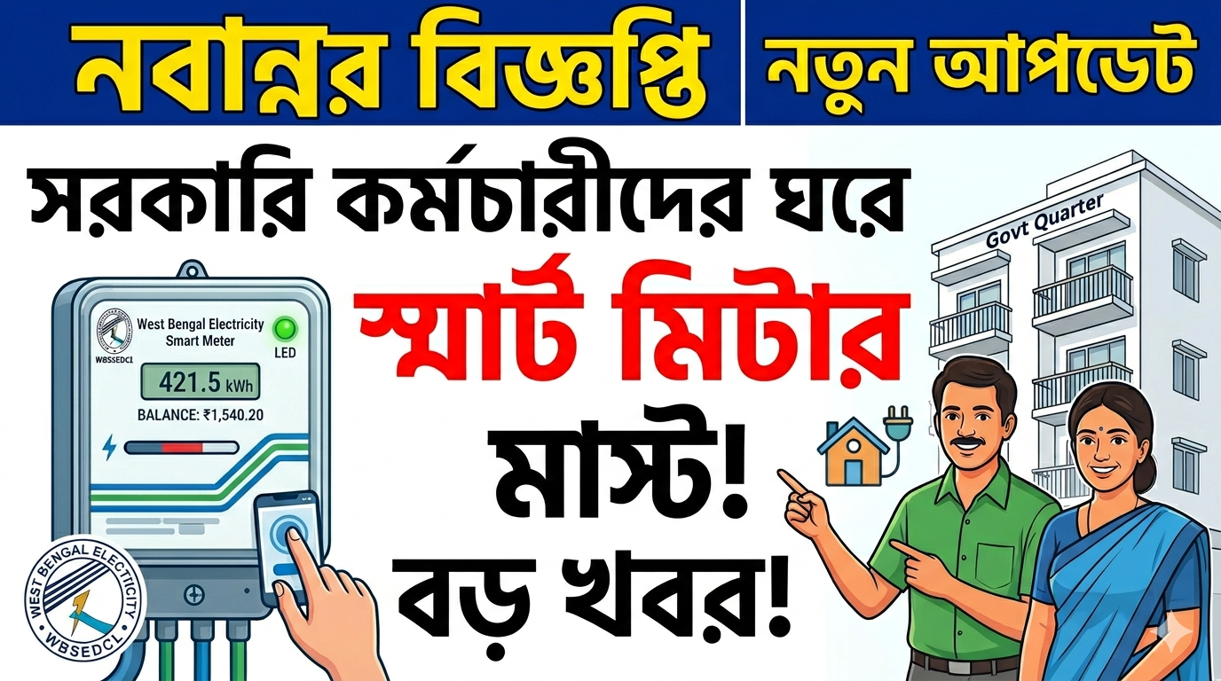 রাজ্য সরকারি কর্মীদের আবাসনে বাধ্যতামূলক স্মার্ট মিটার, বিজ্ঞপ্তি জারি নবান্নের nabanna-mandates-smart-meter-for-govt-employees