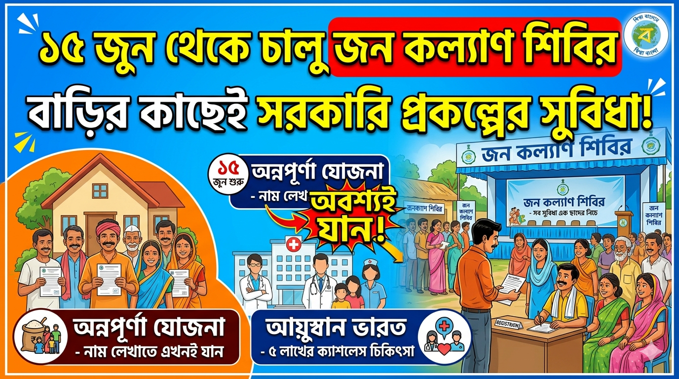 ১৫ জুন থেকে শুরু ‘জন কল্যাণ শিবির’: বাড়ির কাছেই মিলবে অন্নপূর্ণা যোজনা ও আয়ুষ্মান ভারতের সুবিধা jana kalyan shibir west bengal