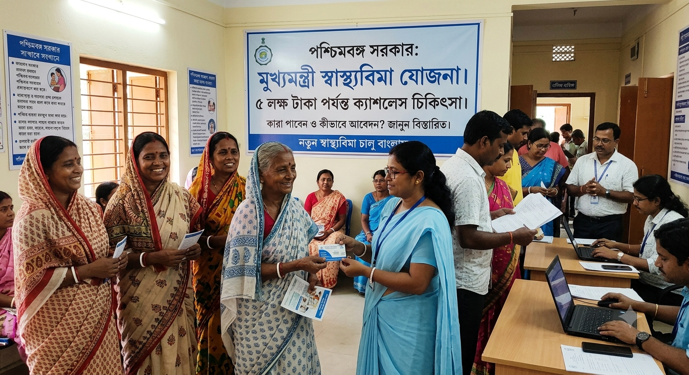 বাংলায় চালু হচ্ছে ‘মুখ্যমন্ত্রী স্বাস্থ্যবিমা যোজনা’, ৫ লক্ষ টাকার ক্যাশলেস চিকিৎসা! আপনি কি যোগ্য? জানুন আবেদনের পদ্ধতি