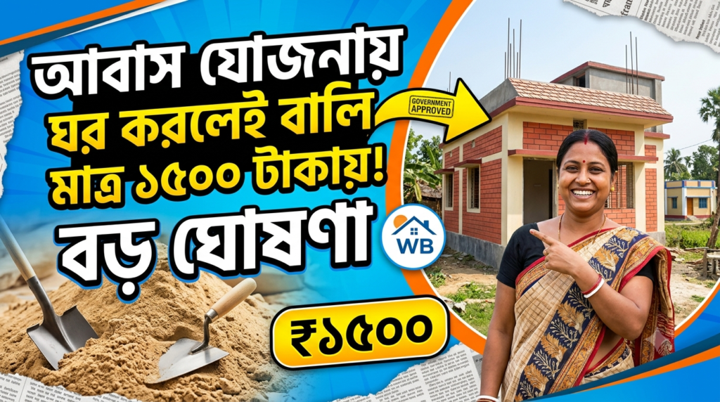 মাত্র ১৫০০ টাকায় মিলবে এক লরি বালি! আবাস যোজনার উপভোক্তাদের মেগা উপহার aabas-yojana-bengal-free-sand-big-update